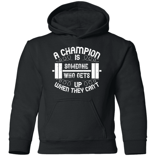 A champion is someone who get up when they can't boys black hoodie