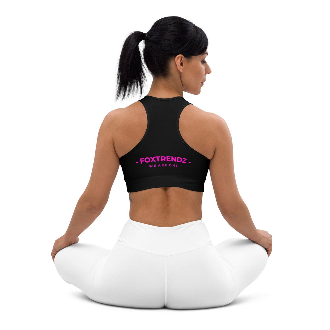 pink logo sports bra
