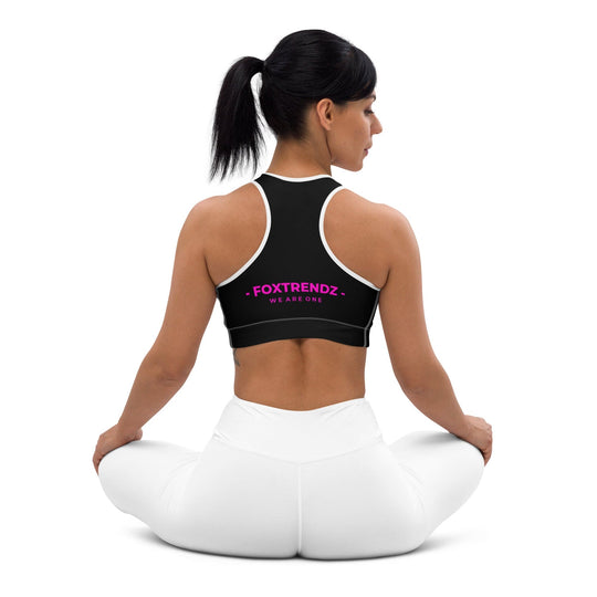 pink logo sports bra