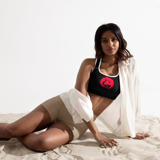 red logo sports bra