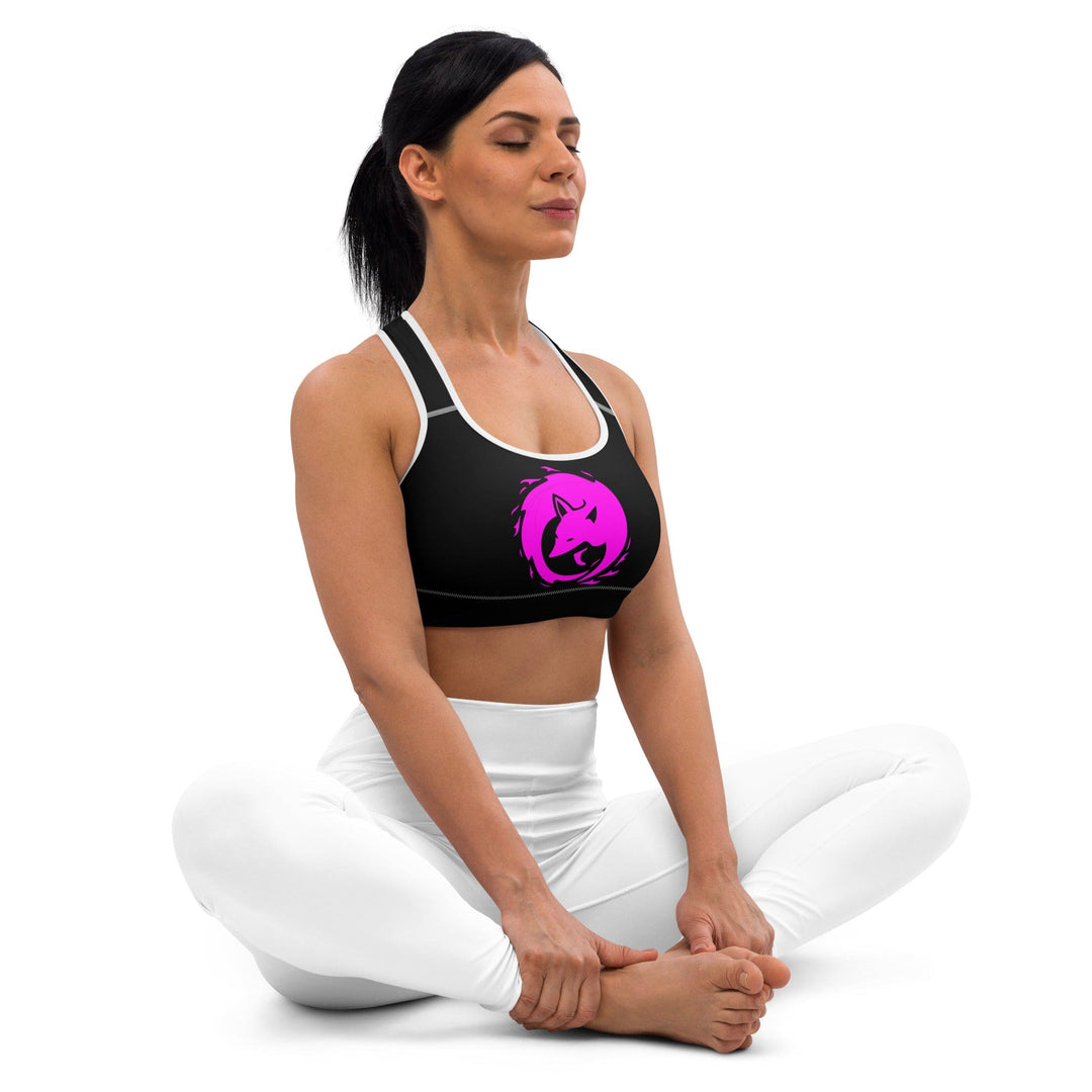 pink logo sports bra